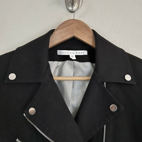 VERONICA BEARD Textured Suiting Moto Zip Dickey Blazer Jacket in Black - Picture 6 of 10